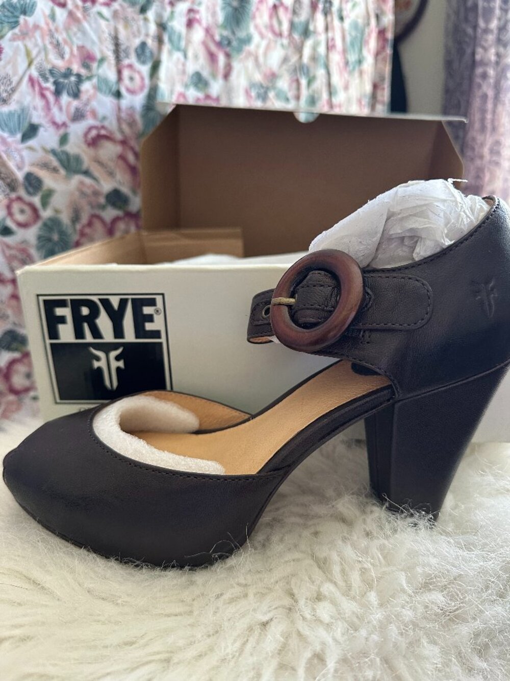 NIB Frye Kelsey Leather Ankle Strap DRK Brown 8.5